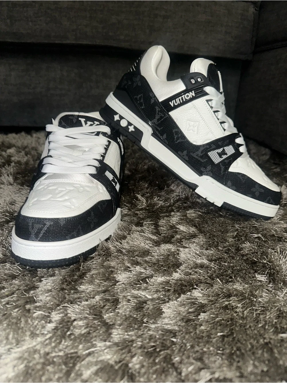 Louis Vuitton Black and White LV High-Top Sneakers